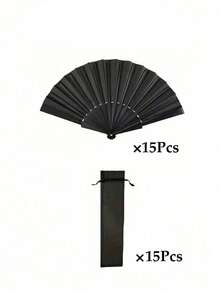10/20pcs Wedding Hand Fan Party Favors, Black Plastic Folding Handheld Fan With Organza Bag, Suitable For Summer Wedding Guests And Dance Props - Multicolor - View 16
