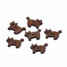 50pcs/Pack Creative Wooden Cute Coffee Color Buttons Clothing Scarf Hat Decorative Accessories Handmade DIY Decoration Painting Material Kit - C - View 2