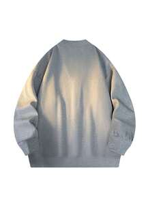 Spring/Autumn Gray V-Neck Single-Breasted Men's Cardigan Sweater, Casual Everyday Versatile Top - Grey - View 7