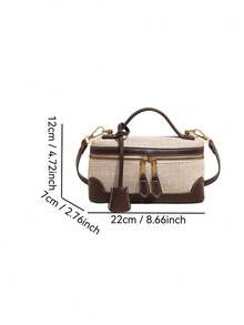 1pc Korean Style Ins Polka Dot All-Over Print Lunch Box Bag, Fashion Daily Shoulder Bag - Beige - View 7