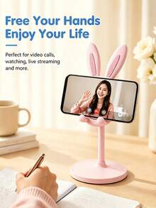Cartoon Rabbit Universal Phone Stand, Adjustable Extendable Height-Adjustable Desktop Slouchy Phone Holder, Portable For Students Learning, Office, Bedroom, Watching And Decoration - Multicolor - View 3