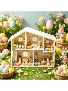 Miniature Dollhouse, Mini Model House Frame, Fun Decoratable Tiny Room (Decorations Not Included) DIY Garden Decoration - A - View 2