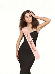 1pc Customizable Hot Pink Birthday Sash With Any Name/Age Number, Personalized Black Letter Happy Birthday Satin Shoulder Strap Perfect For Sweet 16Th - Multicolor - View 8