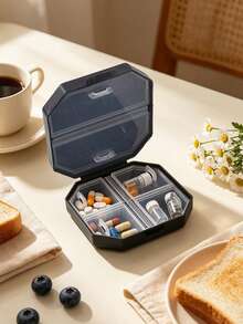 Portable Octagonal Divided Pill Box, Unisex Pill Box With Funny Capsule, Pill, Letter, And Medicine Bottle Patterns, Waterproof Mini Travel Pill Box, Portable First Aid Kit, 6-Compartment Capsule/Pill Storage Box, Travel Pill Box, Moisture-Proof Pill And Vitamin Container Dispenser, Essential For Travel And Home, Lightweight Pocket-Sized, Dust-Proof Design, Suitable For Daily Commute, Hiking, Business Travel, Or Camping, Creative And Practical Gift - Multicolor - View 4