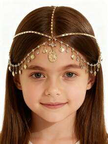 Girls' Luxury Head Chain, Fashion Bohemian Hair Accessory, Gold Hair Crown Headpiece Jewelry, Suitable For Back To School Season - Multicolor - View 2