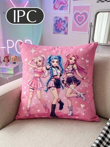 1/2pcs K-POP Pink Print Cushion Cover/Pillowcase (Without Insert), Single-Sided Print, Soft Breathable Skin-Friendly Durable, Home Decor, Dorm Decor, All Season, Machine Washable, Autumn Decor, Dorm Bedding - Multicolor - View 17