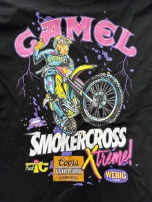SmokerCross Xtreme T-Shirt Neon Motocross Graphic Tee For Dirt Bike Fans Retro 90s Motorcycle Racing Cotton Shirt For Men Gifts Streetwear,Y2K, - Black - View 6