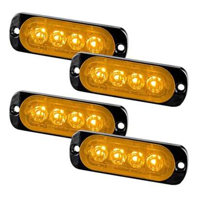 4 luces estroboscópicas de emergencia universales con 4 luces LED para montaje en superficie, 12 24 V, advertencia de emergencia, luces intermitentes, barra de luz de precaución para coche, ATV, camión