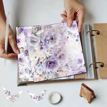 24 Lembar Kertas Scrapbooking Motif Bunga Lavender Ungu Ukuran 6*6 Inci, Kertas Dekoratif Origami Premium untuk Kerajinan DIY - Square - View 9