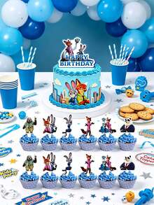 Disney 《動物之森》生日甜點裝飾套組－蛋糕插飾生動呈現電影的奇幻氛圍，為您的派對甜點桌增添亮點，包含朱蒂、尼克與經典蛇形角色 - Cake label - 查看 3