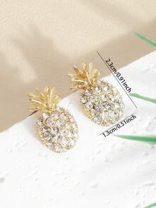 1pc Niche Design Gold Pineapple Women's Personalized Minimalist Earrings - Gold - View 4