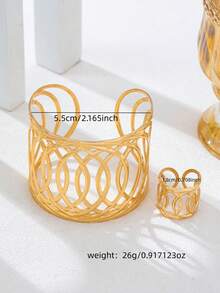 1 Set Exaggerated European And American Style Women's Open Bangle Bracelet Set - Yellow Gold - View 3