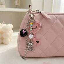 Cute Bear Heart Keychain, Bear Phone Charm, Tassel Bag Pendant, Girly Backpack Charm - Multicolor - View 4