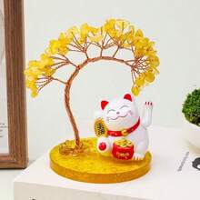 太阳能挥手招财猫+水晶摇钱树桌面摆件，红色水晶招财猫象征活力与勇气，彩色水晶招财猫象征脉轮平衡、多元能量、希望与圆满。挥手招财带来好运，创意十足的繁荣装饰，馈赠亲朋好友的绝佳礼物 - 多色 - 查看 16