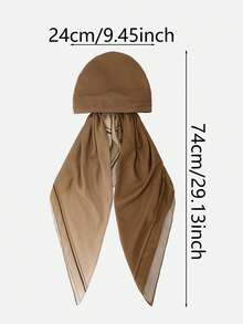 1PC Women's Gradient Frame Pattern Triangle Headscarf, Large Size Gradient Color Print Convenient Headscarf, Elastic Design Instant Headscarf Turban Scarves, Fashionable Versatile, Convenient Soft, Comfortable Breathable Prayer Headscarf Hijab, Suitable For Daily Wear, All Seasons - Greyish White - View 7