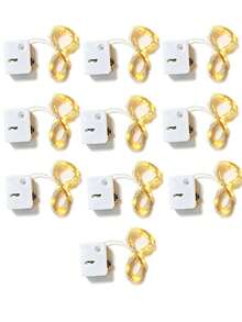 Warm White Battery-Powered Led Fairy String Lights, Copper Wire Firefly Starry Lights, Ideal For Jar Wedding Party Christmas Table Decoration (Available In 2pcs, 5pcs, And 10pcs Sets),Christmas - Apricot - View 14