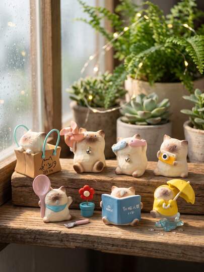 Cute Siamese Cat Mystery Blind Box, Adorable Kitten Collectible Figurine, Anxiety Relief Desktop Decor, Warm Thanksgiving And New Year Creative Gift, Mini Cat PAI Boys Girls Daily Supplies