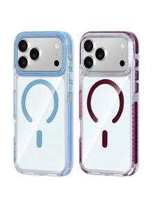 Koolife 1pc High Transparency 2.0mm PC Back Plate With Magnetic Wireless Charging, Detachable Lanyard Hole Stand, Side Color Lining, One-Piece Molded Epoxy Lens Frame, Full Coverage Phone Protective Case Compatible With IPhone 18 Pro/18 Pro Max/17 Pro Max/17/17 Pro/17 Air/16/16 Pro/16 Plus/16 Pro Max/11/11 Pro/11 Pro Max/12/12 Pro/12 Pro Max/13/13 Pro/13 Plus/14/14 Pro/14 Plus/14 Pro Max/15/15 Pro/15 Plus/15 Pro Max - Far Peak Blue - View 6