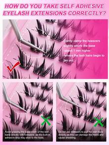 80pcs C-Curl Self-Adhesive False Eyelash Clusters, Fox Eye Makeup Look Without Glue, Segmented Lengthening Single Cluster Lashes, Pointed Cartoon Style Invisible Tape, Long-Lasting And No Sticky Residue Pre-Glued False Eyelashes - C - View 6