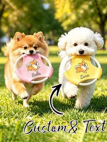 Customized Pet With Pet Name, Thick Material For Dog Teeth, Rope Handle For Tug-Of-War, Suitable For All Dogs And Cats, Outdoor Throwing Training, Chewing And Interactive Play, Practical Pet Toy Gift For Pet Owners On Birthdays And Holidays, Pet Dog Training Outdoor Sports Toy - Multicolor - View 3