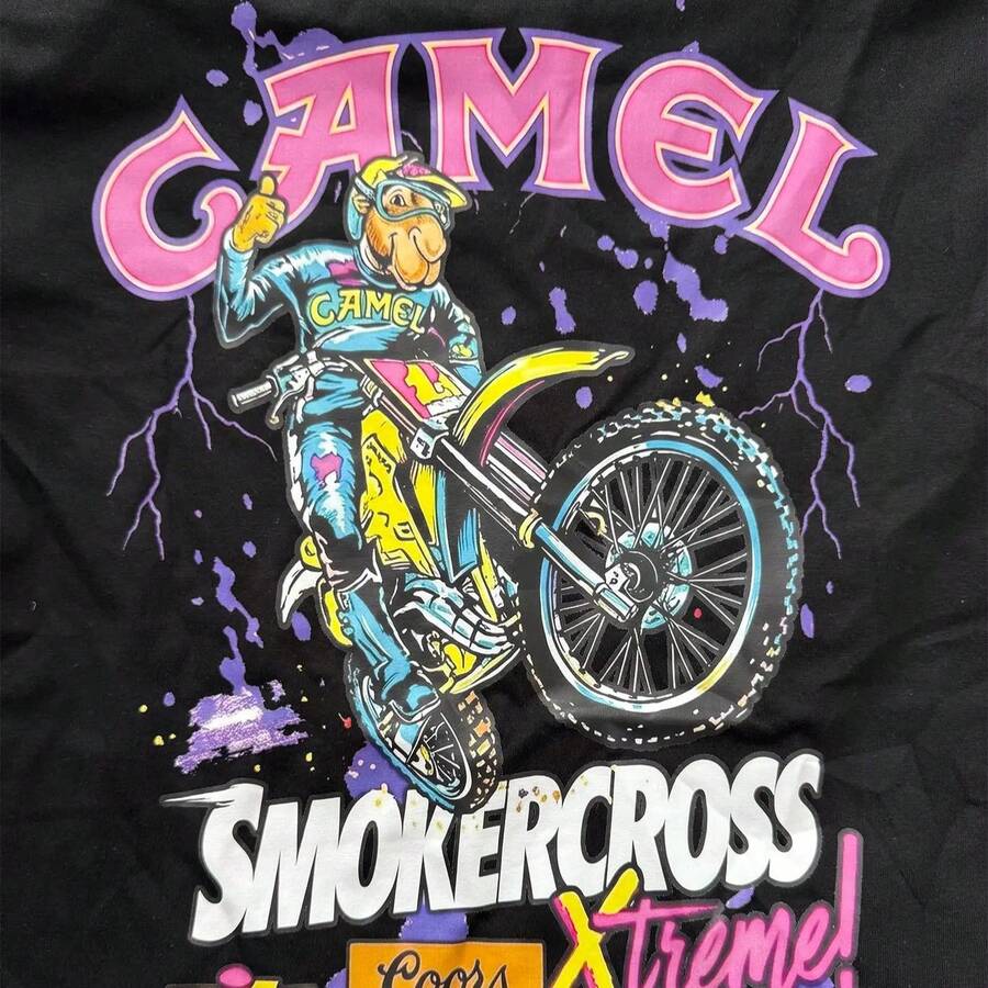 SmokerCross Xtreme T-Shirt Neon Motocross Graphic Tee For Dirt Bike Fans Retro 90s Motorcycle Racing Cotton Shirt For Men Gifts Streetwear,Y2K, - Black - View 1