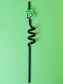 8pcs Reusable Tropical Straws | Reusable Spiral Straws | Hawaiian Tropical Rainforest Theme, Suitable For Summer Beach, Poolside And Birthday Parties, With Palm Tree, Ice Cream And Pineapple Tropical Decorations - View 17