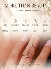 outingfit 1pc Multi-Layer Rhinestone & Pearl Gold-Plated Ring, Elegant Daily Date Jewelry Bracelet - Multi-story - View 6