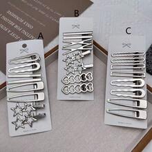 8/24pcs Metal Side Bangs Hair Clips, Fashion Hair Accessories, Silver Bangs Clips Set, Hair Claws, Hair Pins, Hair Clips - Multicolor - View 5