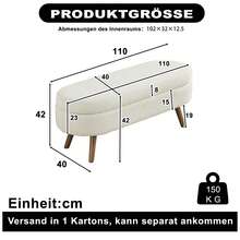 Storage Bench Beige Chenille 110cm – Space-Saving For Entryway, Bedroom, Living Room - 米色 - 查看 2