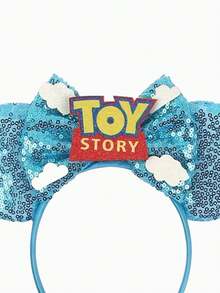 Disney, 1pc Cartoon Cute Shiny Ear Headband, Bowknot Decor Princess Costume Accessory, Shiny Party Essential, Theme Park Travel Hair Accessory, Suitable For Student Party, Costume Party, Role Play, Theme Park Travel, Ideal Gift For Couples, Princess Role Play, Birthday Celebration, Christmas Party (Role Play, Headband, Hair Accessory, Summer, Hair Clip) - Multicolor - View 5