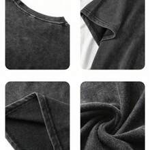 Vintage Streetwear, Washed Cotton T-Shirt, Woodlist Project Get Money Spider Graphic Print, Acid Wash Distressed Hem Oversized Fit, Women Casual Summe - WUWash Black1 - View 3