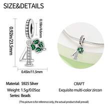 Vectoflux 1pc Minimalist Style S925 Sterling Silver Hypoallergenic Lucky Angel Number Pendant, Suitable For Original Bracelet, Women's DIY Jewelry Making, Birthday Gift - Green - View 10