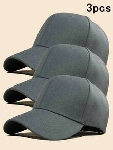 1pc Solid Gray Adjustable Size Casual Baseball Cap For Men, Sun Protection,Summer,Beach,Holiday,Festival,Travel - Grey - View 4