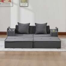 Modern Sofa Bed Frame Beige 2 Seat - 深灰色雙座 - 查看 11