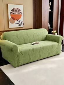 1PC Fleece Fabric Non-Slip Elastic Decorative Sofa Cover, Jacquard Pattern, Deep Gray Banana Leaf Design, Pet-Friendly, Anti-Dirt, Anti-Dust, Suitable For 1/2/3/4 Seater Sofa, All Seasons - Multicolor - View 5