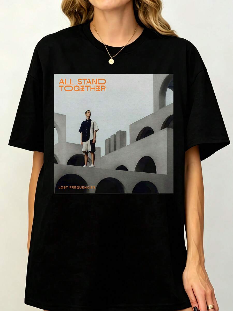 Losts Frequencies All Stand Together Album Cover Graphic T-Shirt, Music Artist Unisex Fan Tee For Summer Autumn - 黑色 - 查看 1