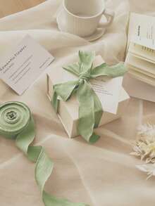 4cm Matcha Green Pleated Ribbon, High-End Ins Style Elastic Ruffle Edge Gift Packaging Ribbon, Birthday Party Packaging Ribbon, Hair Tie, Cake Packaging, DIY Bow, Wedding Bouquet, Graduation Party Floral Ribbon - Multicolor - View 4