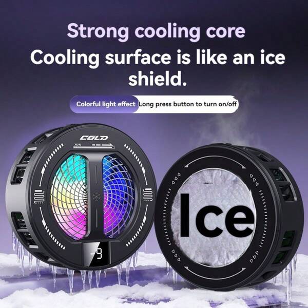NEW Semiconductor Magnetic Clip Phone Cooler With Digital Display Temperature RGB Lights Compatible