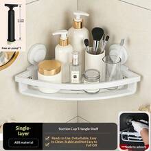 KOEMO 1pc Vacuum Suction Cup Triangular Storage Rack, Bathroom Shelf, Corner Bathroom Organizer, Bathroom Storage Rack, Bathroom Wall-Mounted Shelf, Space-Saving, Easy Installation Without Drilling, Equipped With Removable Suction Cups, Sturdy Triangular Design Won't Damage Walls, Suitable For Shower, Bathroom Or Smooth Tile Walls. - View 13