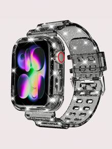 2合1水晶透明運動錶帶與防撞保護殼，相容 38mm 40mm 41mm 42mm 44mm 45mm 46mm 49mm，果凍框保護殼 + 舒適替換腕帶，適用於 11/10/9/8/7/6/5/4/3/2/1/SE Ultra 女款/男款，不含手錶與螢幕玻璃 - 一體錶帶 - 查看 26