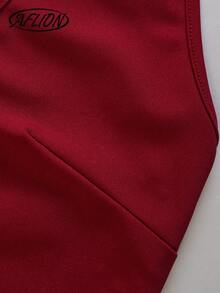 Aflion Women Summer Fall Burgundy Halter V Neck Maxi Dress, Ruched High Slit Draped Bodycon Dress For Halloween Party Evening Going Out - Red - View 5