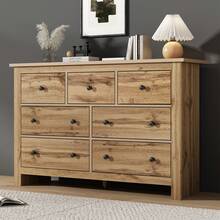 Sideboard Minimalistisk med 7 Hyllor, Trädfärg, Stor Förvaringskapacitet - Brun - Visa 9