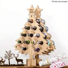 Christmas Tree Shaped Wooden Wine Rack Handmade Decoration, Christmas Wooden Hanging Ornament, Party Fun Beer Storage Rack, Wine Bottle Holder - Multicolor - View 4