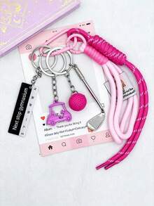 1 Set Original Dopamine Color Golf Ball Golf Course Car Keychain Set, Essential Item For Golf Enthusiasts, Ideal Small Gift For Golf Course Anniversary Events. Women's Summer Charming Bag Charm, Beach Holiday Essential, Also The Most Suitable Bridesmaid Gift - Multicolor - View 3