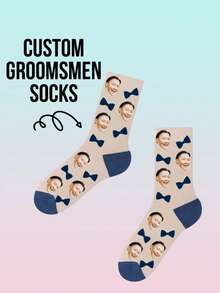 Custom Groomsman Face Socks, Groomsman Invitation Gift, Groom Wedding Socks, Groomsman Gift, Personalized Groomsman Gift - Multicolor - View 9