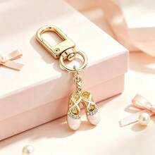 5pcs Minimalist Ballet Shoes Pendant With Rhinestone Decor, Lipstick Bag Accessory, Cute Car Key Chain Keychain - Multicolor - View 10