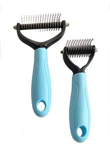1pc Stainless Steel Pet Deshedding Comb, Suitable For Cats And Dogs, Double-Sided Undercoat Rake, Easily Remove Knots And Tangles, Long Thick Hair Grooming Tool, Efficient Deshedding Brush, Random Style, Random Color - View 6