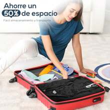 2PCS Bolsa de Compresion Viaje con 17L y 16 L, Airless Bag Reutilizable con ventana transparente, Bolsas Empacar al Vacio Impermeable IPX8, Bolsas de Vacio para Ropa Viajes, Mochila, Bomba Eléctrica - Multicolor - Ver 6