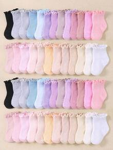 10/20 Pares de Calcetines con Volantes de Color Aleatorio para Niña | Calcetines Lindos para Niños Pequeños | Cómodos & Suaves | Adecuados para 0-3 Años | Calcetines para Recién Nacidos | Suministros para Bebés - Multicolor - Ver 2