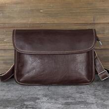 Top-Layer Cowhide Men's Shoulder Bag, Fashionable Casual Tiger Head Bag, Genuine Leather Crossbody Bag, Vegetable-Tanned Leather Men's Bag, - YH8045-2 Black Small Upgrade Version - View 9